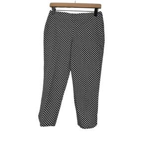 Talbots Womens Navy Blue and White Geometric Pattern Cropped Pants Size 4 Petite